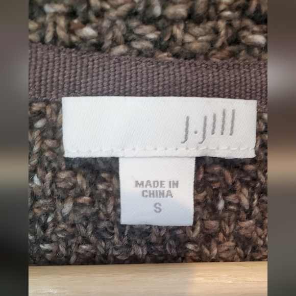 J Jill Melange Space Brown Duster Cardigan Tweed Kint Sweater Size Small Cotton - Picture 8 of 10
